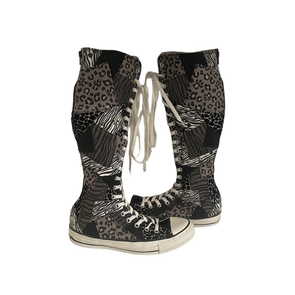 Knee High Animal Print Patchwork Converse Wo’s 9